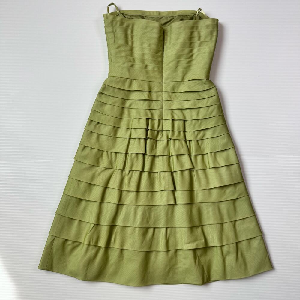 BCBGMAXAZRIA Silk Organza Tiered Bandage Dress Green Women’s 4 Garden Easter - Picture 15 of 16